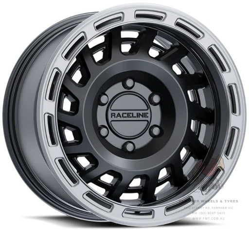 Raceline Halo Satin Black Silver Ring