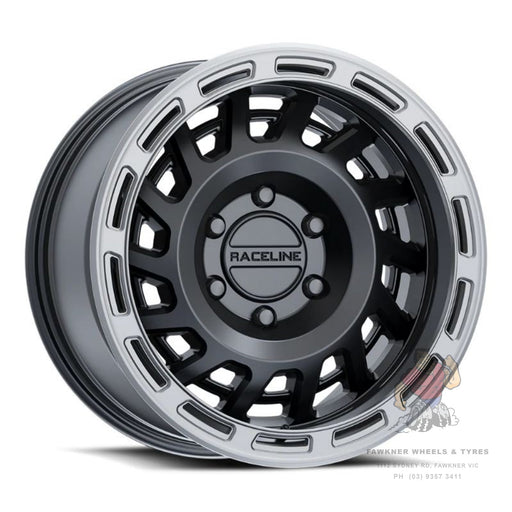 Raceline Halo Satin Black Silver Ring