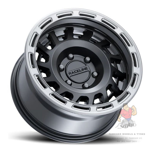 Raceline Halo Satin Black Silver Ring