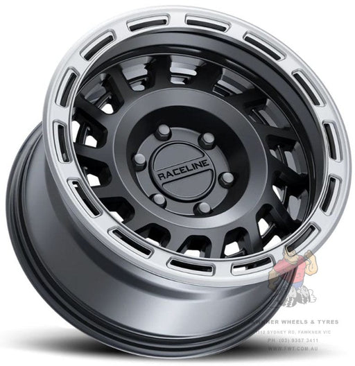Raceline Halo Satin Black Silver Ring