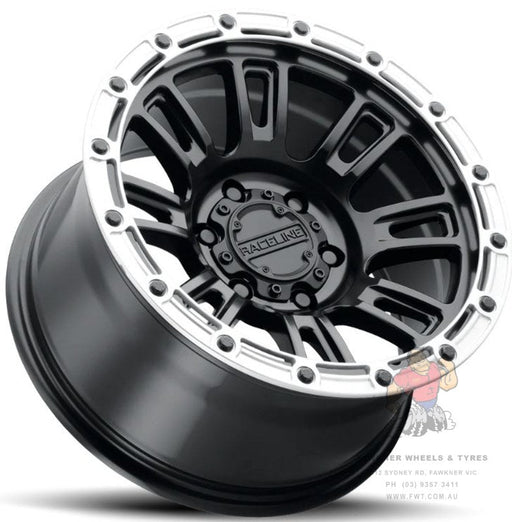 Raceline Compass Satin Black Silver Ring